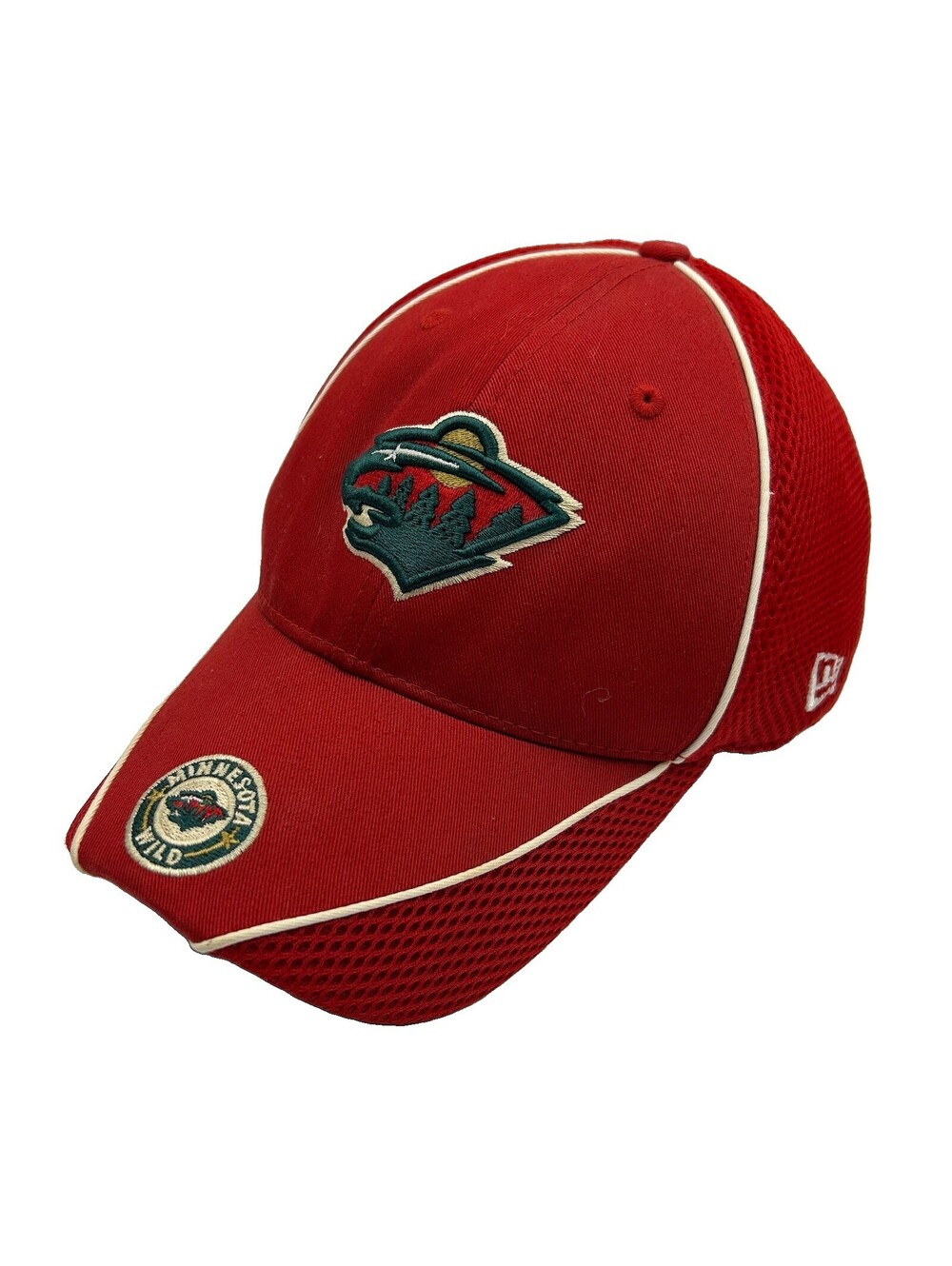 New Era Minnesota Wild NHL Hockey Hat Cap L/XL Red Mesh 39THIRTY Stretch Fit 179